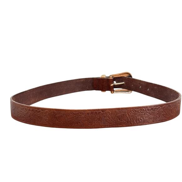 Liz Claiborne Tooled Belt SZ XL Women Brown Western Rustic Leather 70s Rodeo - Picture 9 of 12